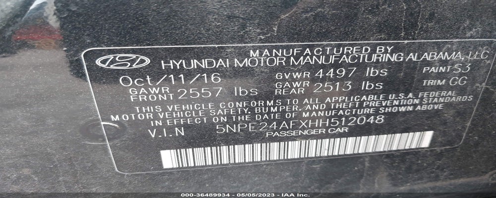 5NPE24AFXHH512048 2017 HYUNDAI SONATA photo no. 9