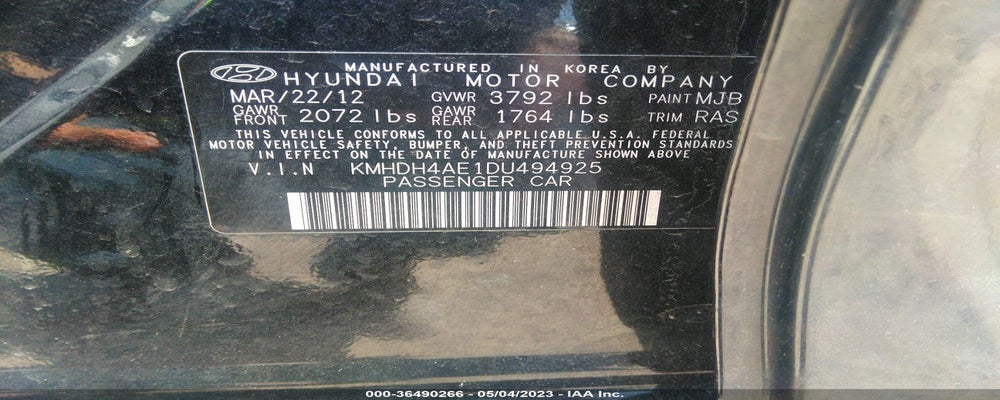 KMHDH4AE1DU494925 2013 HYUNDAI ELANTRA photo no. 9