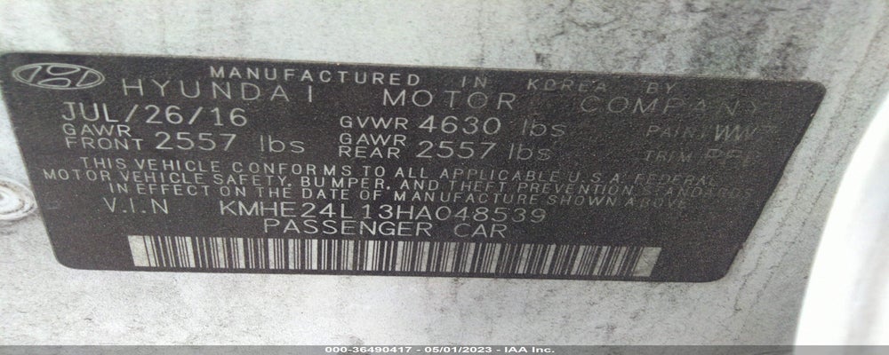 KMHE24L13HA048539 2017 HYUNDAI SONATA HYBRID photo no. 9