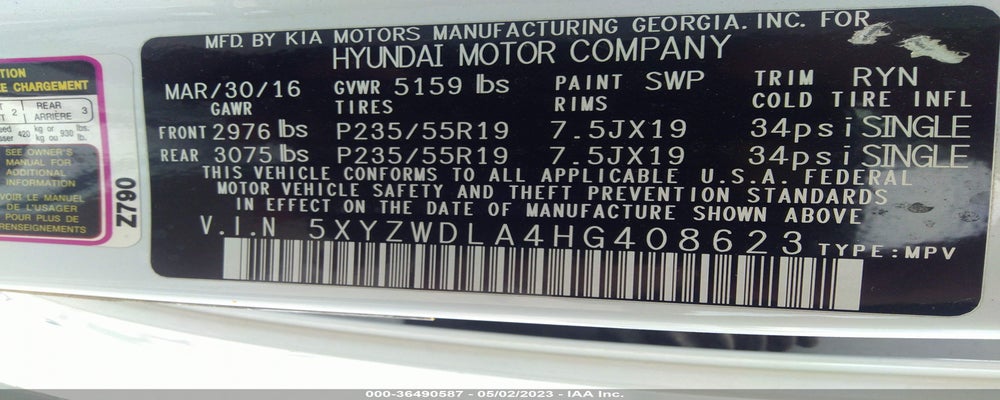 5XYZWDLA4HG408623 2017 HYUNDAI SANTA FE SPORT photo no. 9