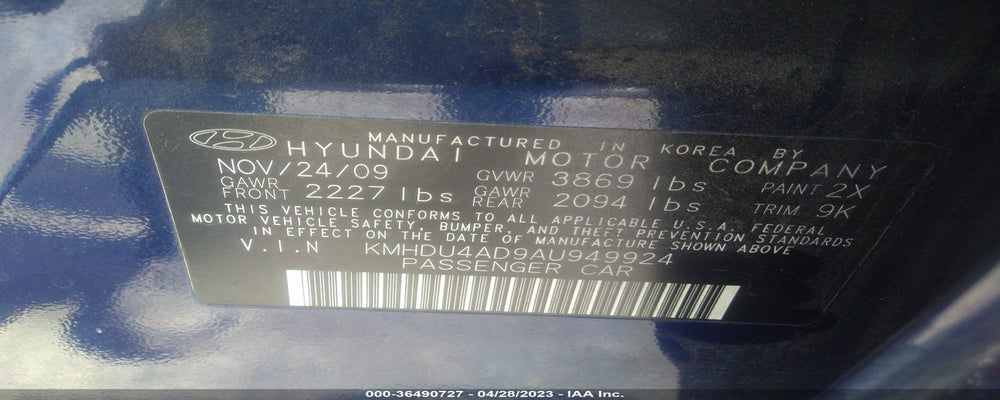 KMHDU4AD9AU949924 2010 HYUNDAI ELANTRA photo no. 9