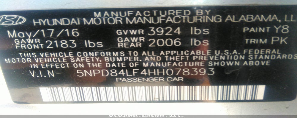 5NPD84LF4HH078393 2017 HYUNDAI ELANTRA photo no. 9