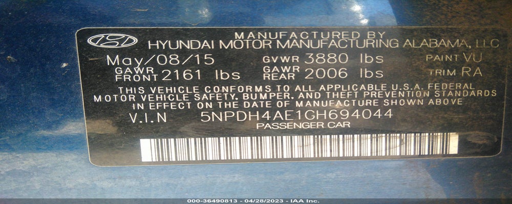 5NPDH4AE1GH694044 2016 HYUNDAI ELANTRA photo no. 9