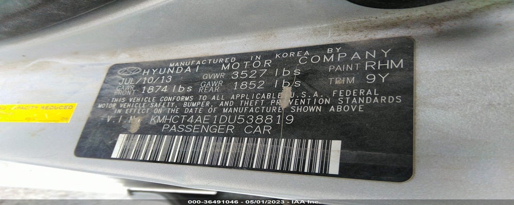KMHCT4AE1DU538819 2013 HYUNDAI ACCENT photo no. 9