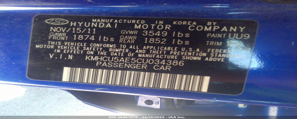 KMHCU5AE5CU034386 2012 HYUNDAI ACCENT photo no. 9