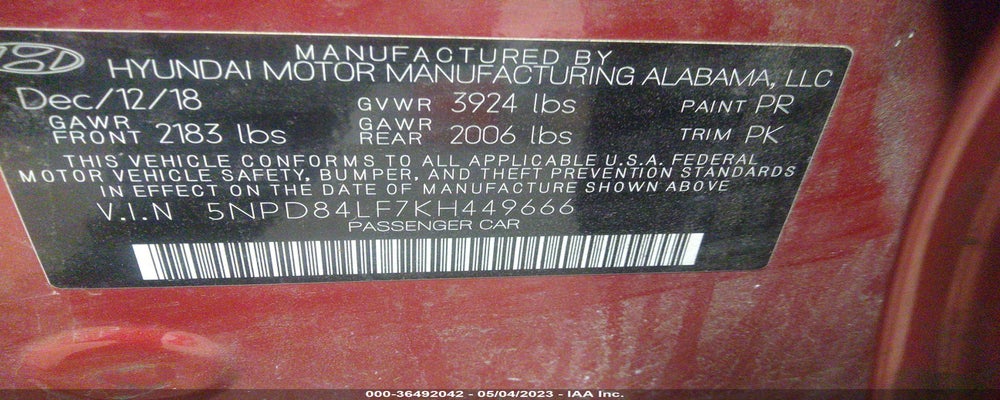 5NPD84LF7KH449666 2019 HYUNDAI ELANTRA photo no. 9
