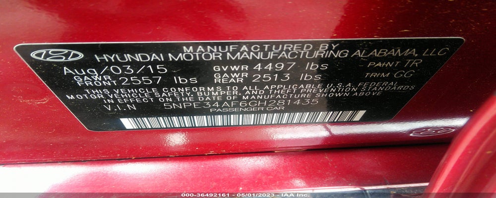 5NPE34AF6GH281435 2016 HYUNDAI SONATA photo no. 9