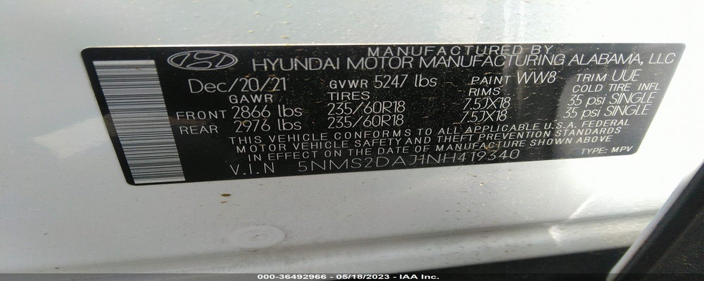 5NMS2DAJ1NH419340 2022 HYUNDAI SANTA FE photo no. 9