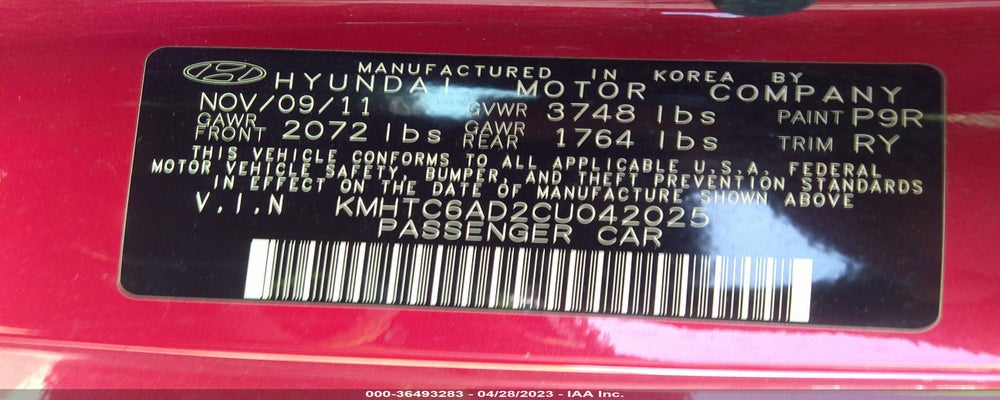 KMHTC6AD2CU042025 2012 HYUNDAI VELOSTER photo no. 9
