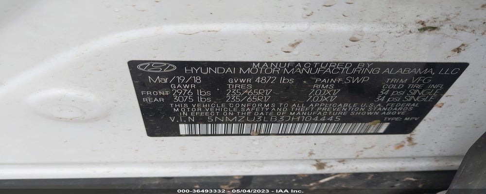 5NMZU3LB3JH104445 2018 HYUNDAI SANTA FE SPORT photo no. 9