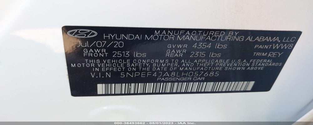 5NPEF4JA8LH057685 2020 HYUNDAI SONATA photo no. 9