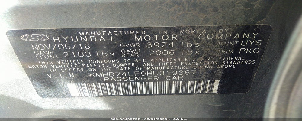KMHD74LF9HU319367 2017 HYUNDAI ELANTRA photo no. 9