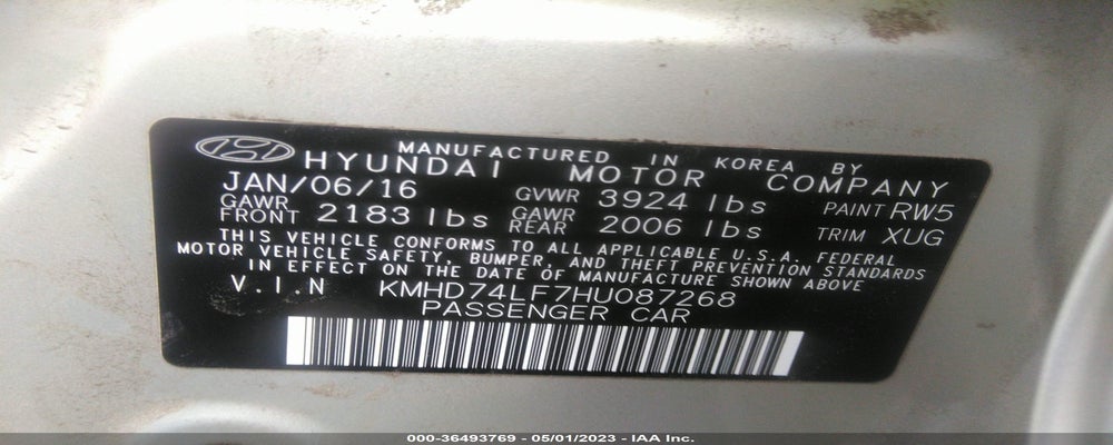 KMHD74LF7HU087268 2017 HYUNDAI ELANTRA photo no. 9