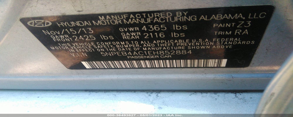5NPEB4AC1EH852884 2014 HYUNDAI SONATA photo no. 9