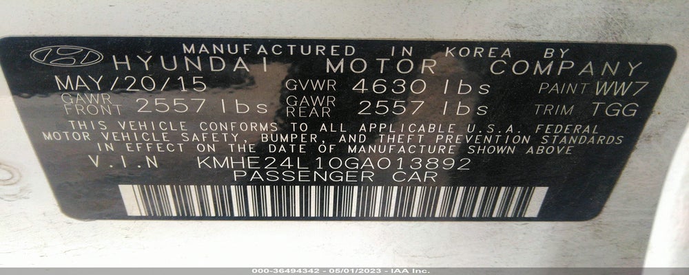 KMHE24L10GA013892 2016 HYUNDAI SONATA HYBRID photo no. 9