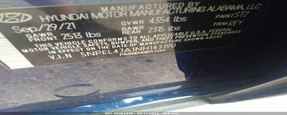 5NPEL4JA1NH143190 2022 HYUNDAI SONATA photo no. 9