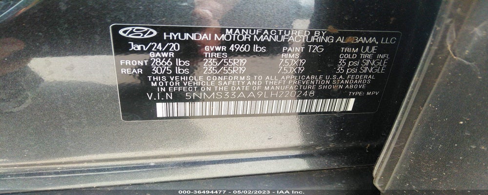 5NMS33AA9LH220248 2020 HYUNDAI SANTA FE photo no. 9