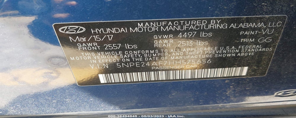 5NPE24AF7HH575656 2017 HYUNDAI SONATA photo no. 9