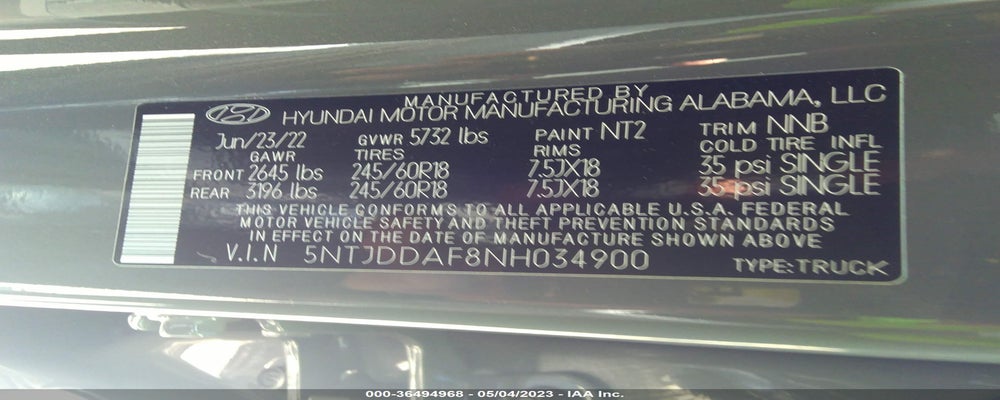 5NTJDDAF8NH034900 2022 HYUNDAI SANTA CRUZ photo no. 9