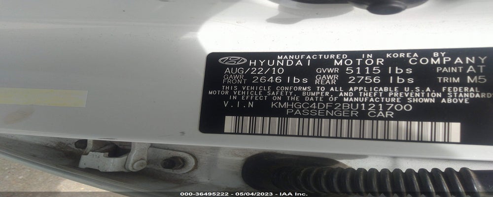 KMHGC4DF2BU121700 2011 HYUNDAI GENESIS photo no. 9