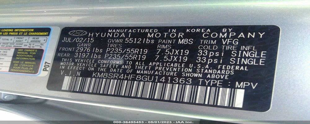 KM8SR4HF8GU141363 2016 HYUNDAI SANTA FE photo no. 9