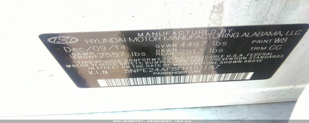 5NPE24AF8FH151187 2015 HYUNDAI SONATA photo no. 9