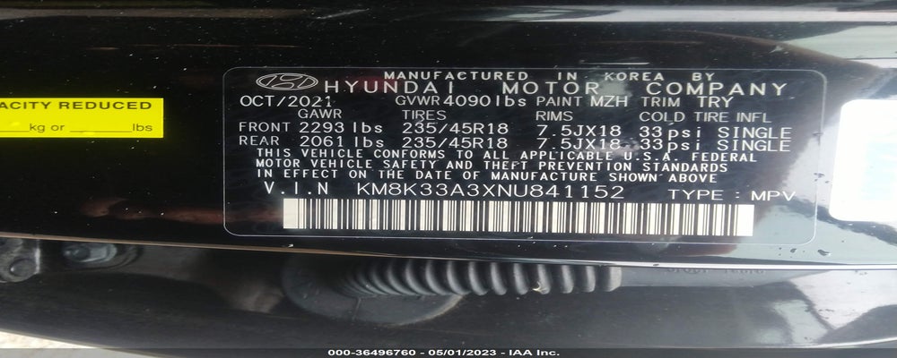 KM8K33A3XNU841152 2022 HYUNDAI KONA photo no. 9