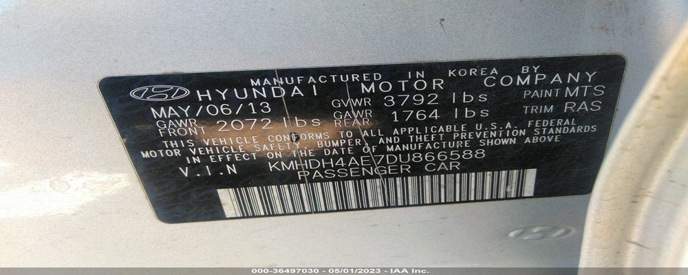 KMHDH4AE7DU866588 2013 HYUNDAI ELANTRA photo no. 9