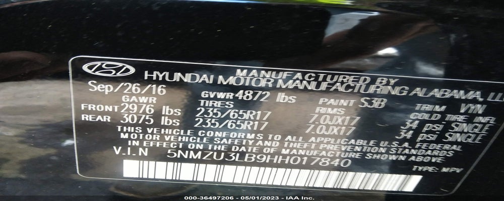 5NMZU3LB9HH017840 2017 HYUNDAI SANTA FE SPORT photo no. 9