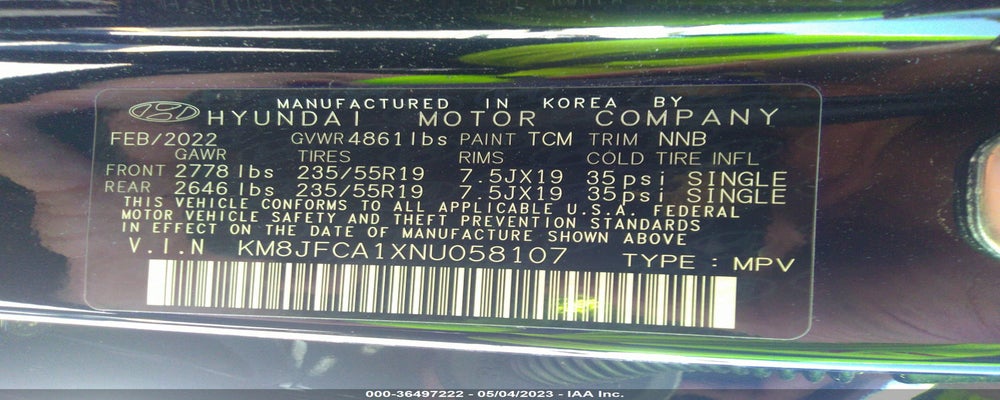 KM8JFCA1XNU058107 2022 HYUNDAI TUCSON HYBRID photo no. 9