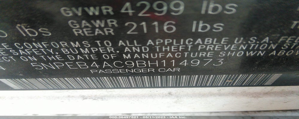 5NPEB4AC9BH114973 2011 HYUNDAI SONATA photo no. 9