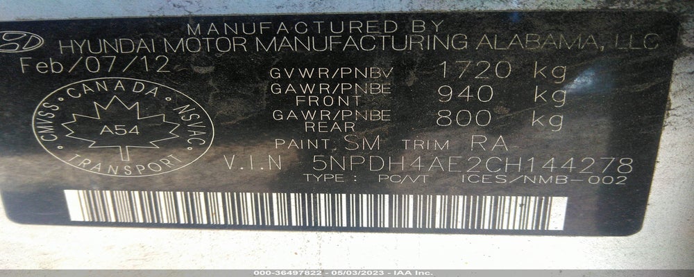 5NPDH4AE2CH144278 2012 HYUNDAI ELANTRA photo no. 9