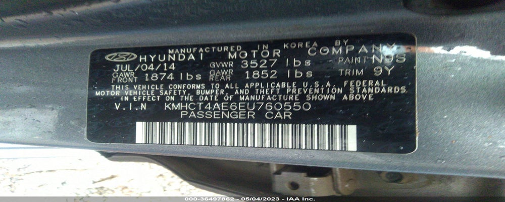 KMHCT4AE6EU760550 2014 HYUNDAI ACCENT photo no. 9