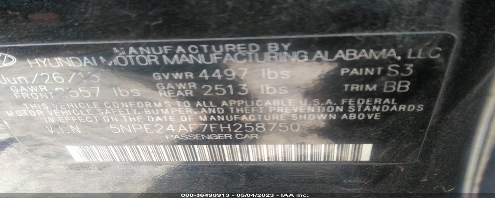 5NPE24AF7FH258750 2015 HYUNDAI SONATA photo no. 9