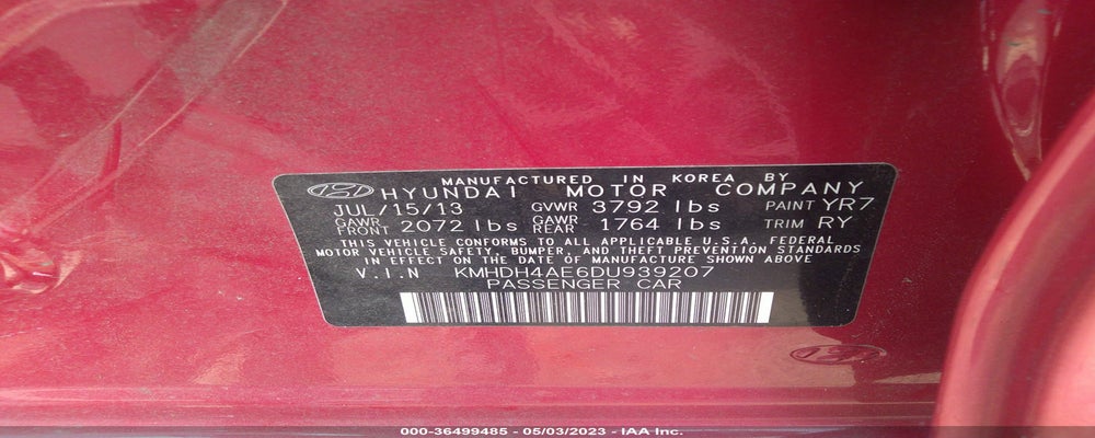 KMHDH4AE6DU939207 2013 HYUNDAI ELANTRA photo no. 9