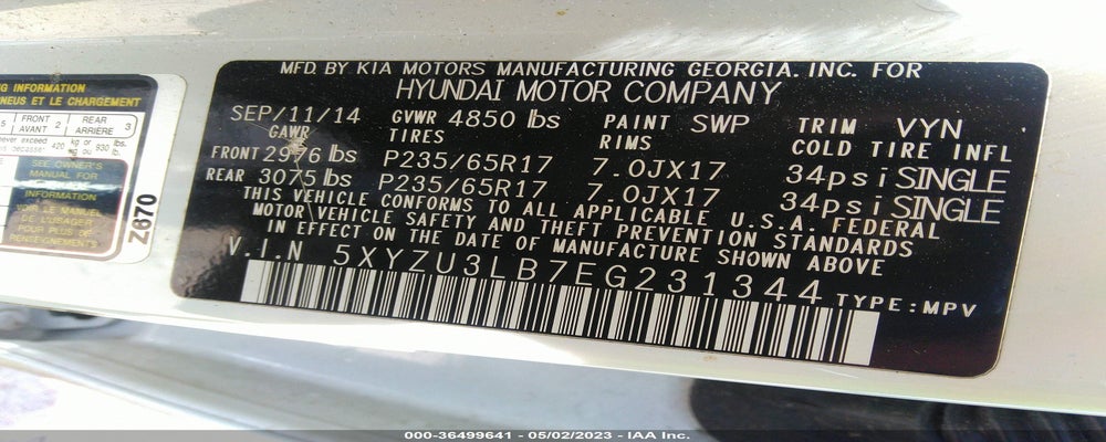 5XYZU3LB7EG231344 2014 HYUNDAI SANTA FE SPORT photo no. 9