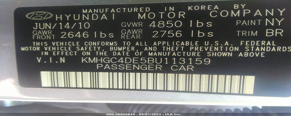 KMHGC4DE5BU113159 2011 HYUNDAI GENESIS photo no. 9