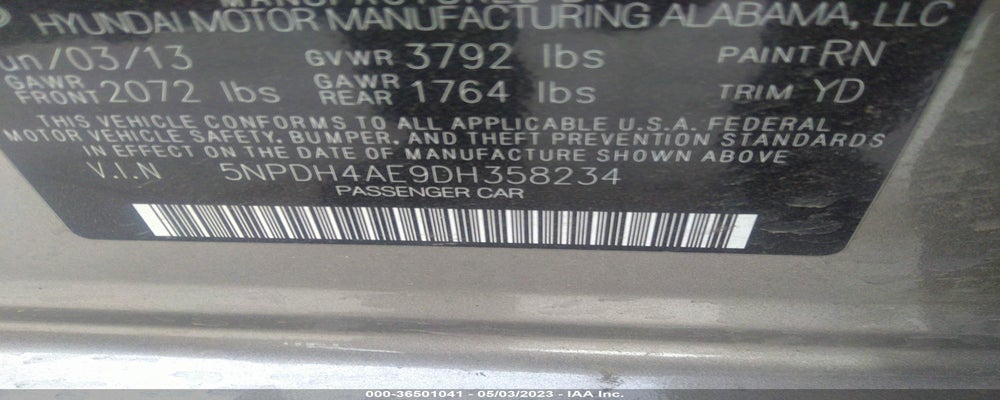 5NPDH4AE9DH358234 2013 HYUNDAI ELANTRA photo no. 9