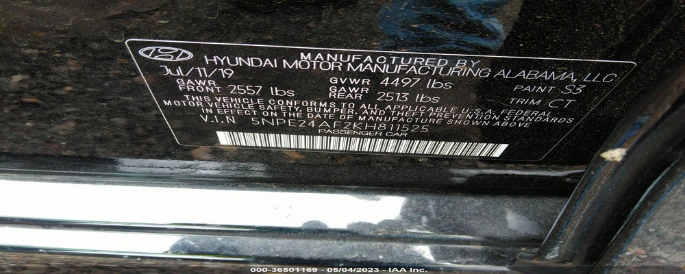 5NPE24AF2KH811525 2019 HYUNDAI SONATA photo no. 9
