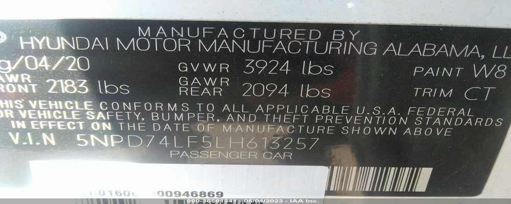 5NPD74LF5LH613257 2020 HYUNDAI ELANTRA photo no. 9