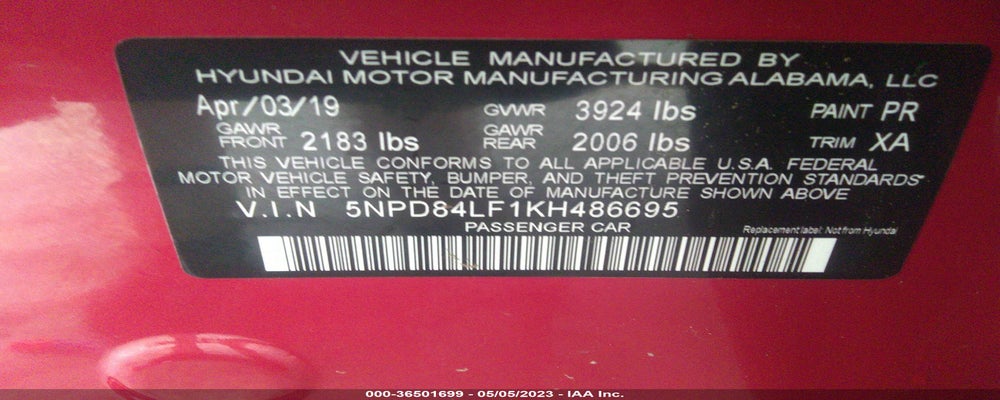 5NPD84LF1KH486695 2019 HYUNDAI ELANTRA photo no. 9