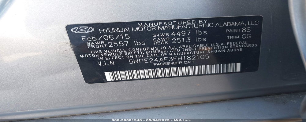 5NPE24AF3FH182105 2015 HYUNDAI SONATA photo no. 9