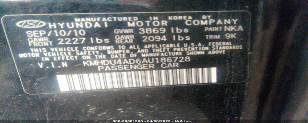 KMHDU4AD6AU186728 2010 HYUNDAI ELANTRA photo no. 9