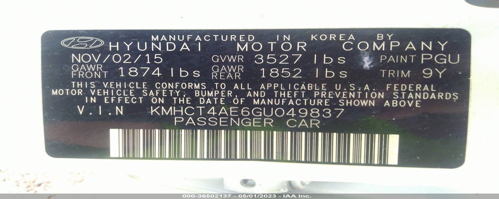 KMHCT4AE6GU049837 2016 HYUNDAI ACCENT photo no. 9