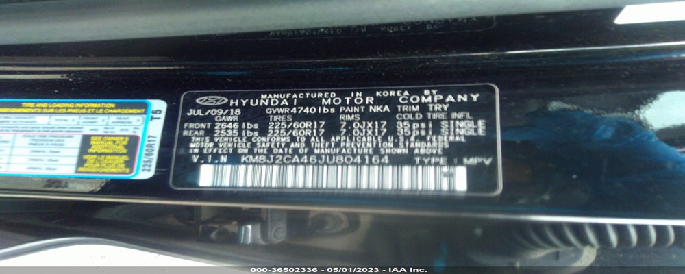 KM8J2CA46JU804164 2018 HYUNDAI TUCSON photo no. 9