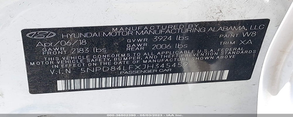 5NPD84LFXJH345459 2018 HYUNDAI ELANTRA photo no. 9