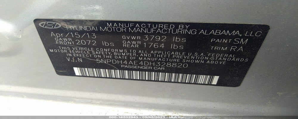 5NPDH4AE4DH328820 2013 HYUNDAI ELANTRA photo no. 9