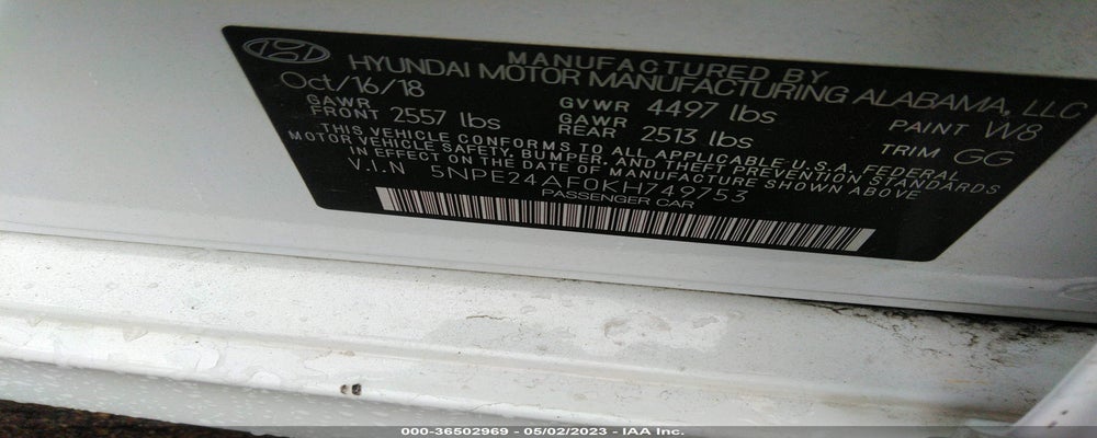 5NPE24AF0KH749753 2019 HYUNDAI SONATA photo no. 9