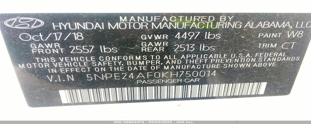 5NPE24AF0KH750014 2019 HYUNDAI SONATA photo no. 9