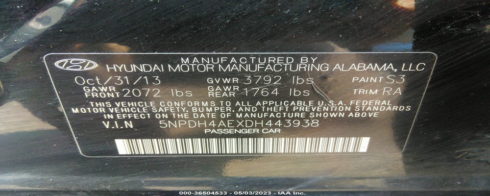 5NPDH4AEXDH443938 2013 HYUNDAI ELANTRA photo no. 9